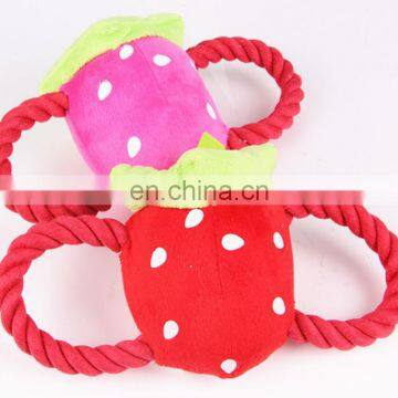 Beatiful Strawberry Cotton Rope Plush Toys for Animals' Training, Good Friend for Puppies