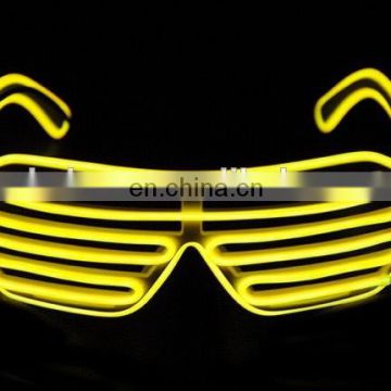 EL glasses El Wire Fashion Neon LED Light Up Shutter Shaped Glow Sun Glasses DJ Bright SunGlasses