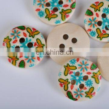 4 hole customized engraved butterfly printed decorative natural wooden shirt buttons coconut shell handicraft