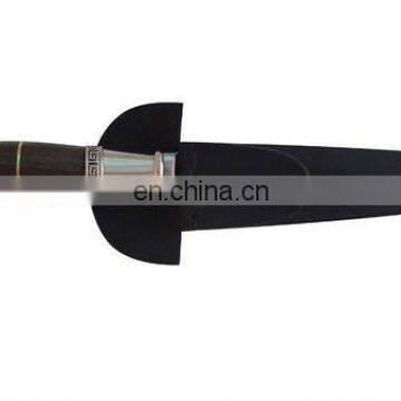 KNIFE IN WOODEN DETAILS AND NICKEL SILVER, SHEATH LEATHER. 14CM SCHMIEDEN