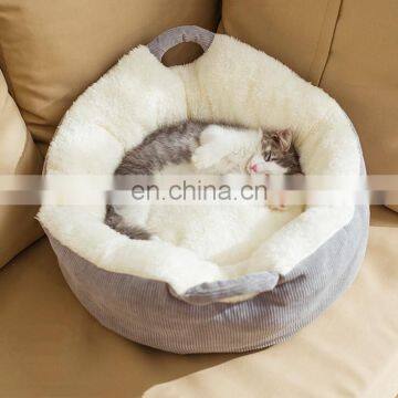 Winter Warming Pet Bed Washable Round Cat Bed With Soft Fleece Indoor Plush Dog Bed photo-2