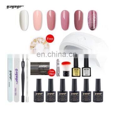 2021 New Product Red color uv gel nail polish starter kit with uv lamp Art Professional Polishes Hard Nail set Oem