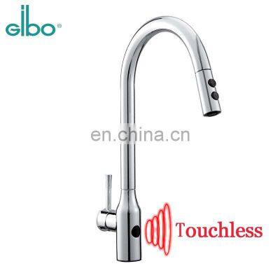 New GIBO 304 Stainless Steel Pull Out Automatic Sensor Black Kitchen Sink Touch Faucet Sensor Water Tap Kitchen Taps Mixer photo-2