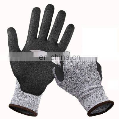 High Quality CE Level 5 Cut Resistant Gloves Sandy Nitrile Coated Abrasion Resistant Cutting Resistant Working Safety Glove