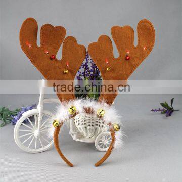 Wholesale Design Christmas Party Small Bell and LED Ornament Antlers Headband photo-6