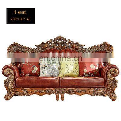 Classic design high quality genuine leather solid wood couches living room furniture sectional lounge luxury sofa set