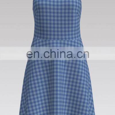 Best Sale 100% Cotton Yarn Dyed Wrinkle Blue Chek Fabric for Blouses photo-5