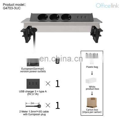 Desk Power With German Socket Outlets Triple USB Charger photo-3