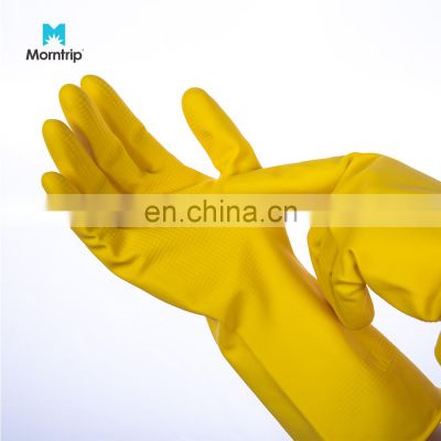 Customized Logo Yellow Pure Latex Kitchen Dish Washing Cleaning Household Rubber Gloves With Cheap Price