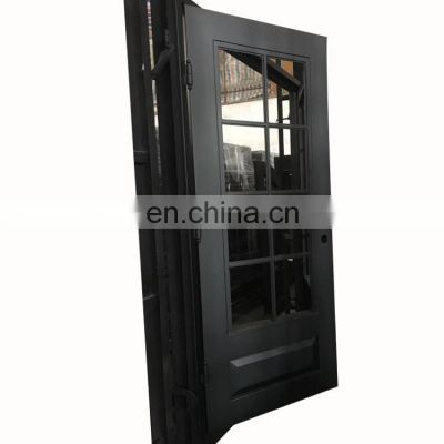 apartment popular modern design security metal front external double insulated glass swing wrought iron door