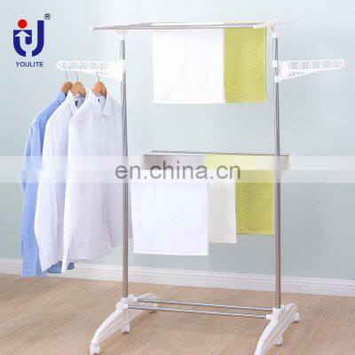 Free standing portable rolling coat rack for hanging clothes  with shelf