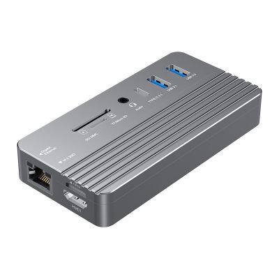 USB-C HUB 10-in-1 Docking Station with M.2 NVME and SATA SSD Enclosure