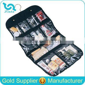 Hanging Toiletry Bag Hanging Travel Cosmetic Bag With See-Thru Compartments