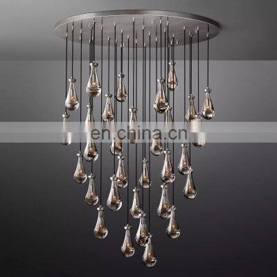 Modern Blown Glass Rain Drops Chandelier for Kitchen and Bedroom photo-3