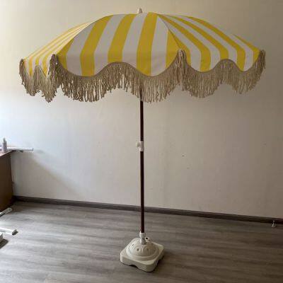 Tassel Outdoor Parasol With Rotating Sunshade and Steering Beach Umbrella Suitable for Scenic Spots and Beaches photo-3