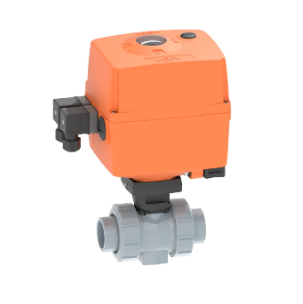 Vanne à bille actionnée électriquement 220V de type PVC - C 127 pour système de traitement de l'eau ASTM