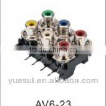6 holes video connector/RCA-PCB connector