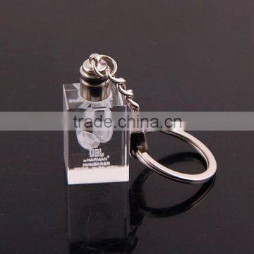 cheap 3d laser engraved led crystal keychain wholesale keyring