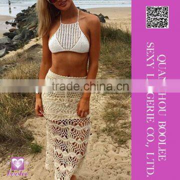 Women's Sexy Lace Crochet Hollow Sleeveless Swimwear Bikini Cover Up Beach Bra