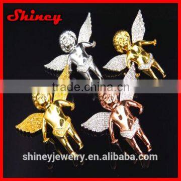 gold / rose gold plating iced out bling cz angle pendant for hip hop men jewelry