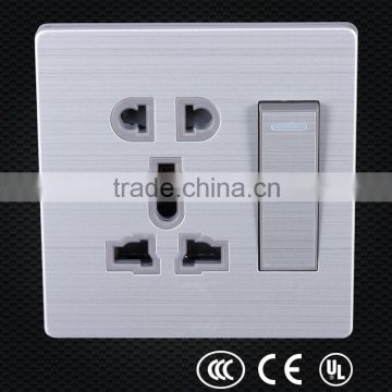 E series 2 plug+ 3 plug socket with sitch, stainless steel switch