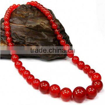 Fashion Natural Stone Red Ruby Round Beads Necklace