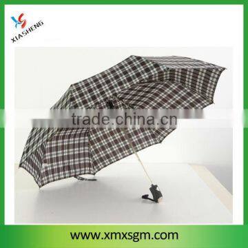 2013 Check Style Auto Open and Close Umbrella,3 Folding Umbella