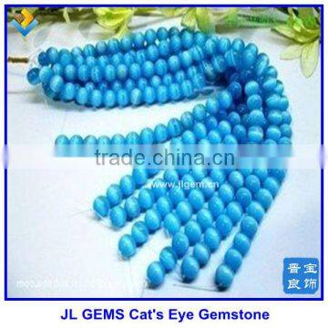 Synthetic 5 mm Sky Blue Synthetic Cat's eye Loose Beads