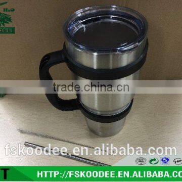 the top new design BPA free double wall stainless steel coffee cup with cover with straw