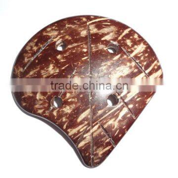 4-holes leave shape laser engraved decorative coconut shell wood button