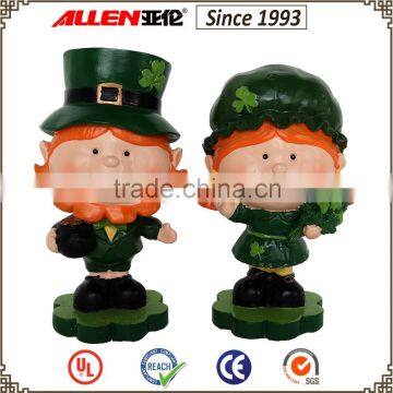 6.7" lovely boy&girl resin figurines for Irish Festival decoration supplier