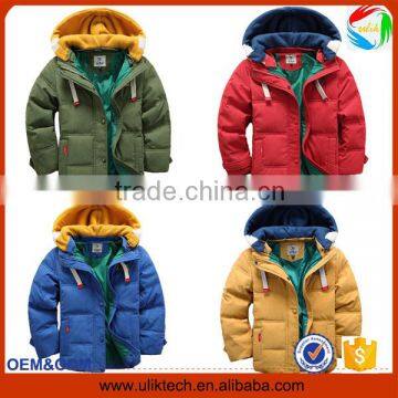 New plain and casual winter down coat for children wear snow weather baby clothes wholesale warm winter jacket kids (ulik-J007)