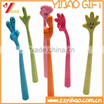 2015 New Design Eco-friendly Colorful Smile Face Finger Pen, Advertising Rubber Pen