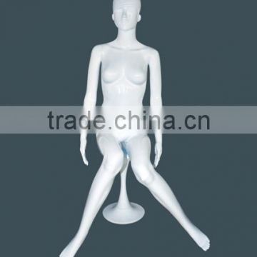 Plastic Sitting mannequin sexy full open lady glossy high quality fashion ghost manikins for window display