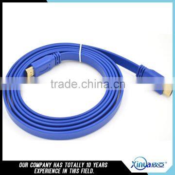 Xinya factory wholesale price high speed blue flat HDMI cable with gold plated plug