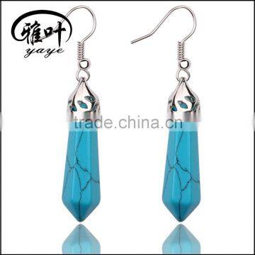 Blue turquoise pencil shape jewelry earrings