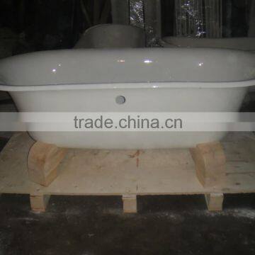 Freesanding Cast Iron Bath Tub With Oak Cradles 57" photo-2