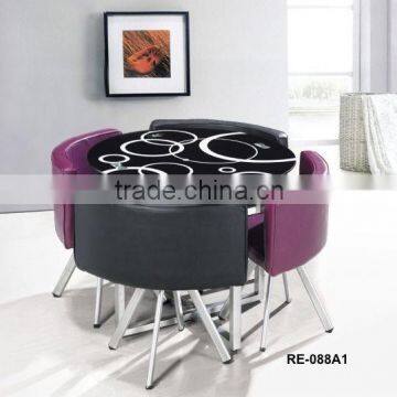 Cheap Glass Top Metal Dining Table Set photo-2