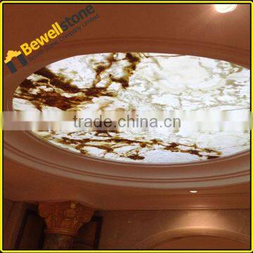 Round shape backlit onyx glass stone ceiling panels, Nice design backlit onyx for ceiling