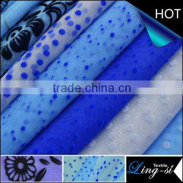 2014 China Fashion Flocking Tulle Fabric for Dress and Clothing
