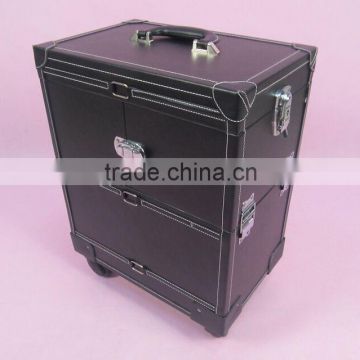 trolley rooling make up beauty kit vanity leather jewelry box