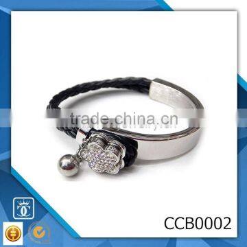 yiwu CC Jewelry CCB0002 hot new products for 2016 wholesale leather bracelet stainless steel