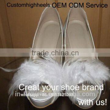 OEM ODM women bridal wedding high heels open toe women white wedding shoes