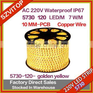 VT 220V AC LED Strip Light 100M golden yellow SMD 5630 120LED/M Waterproof IP68LED Stripe 100M/Roll High Quality High Brightness