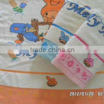 100% cotton velour printed children bath towel 21s yarn