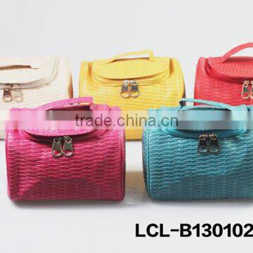 LCL-B1301023 braid look pu pvc color customized fashion lady travel weekend tote cosmetic bag