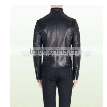Biker Leather Jacket Black Shinny Color photo-2