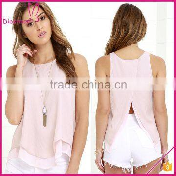 Surplice back blush pink woven sexy new blouse back neck design blouse