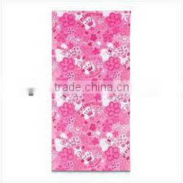 Pink flowers printed cotton beach towel