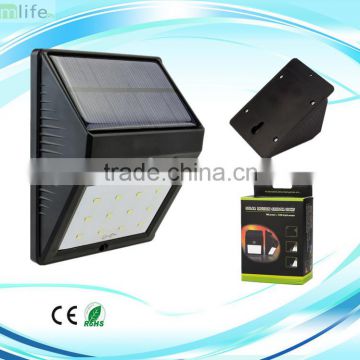 Unique IP65 12 led SMD 2835 smart wall solar sensor outdoor lamp light